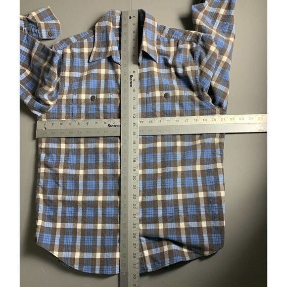 LL Bean Mens Long Sleeve Button Up Flannel Shirt 2 Pockets - Sz Medium Cotton - Picture 15 of 16